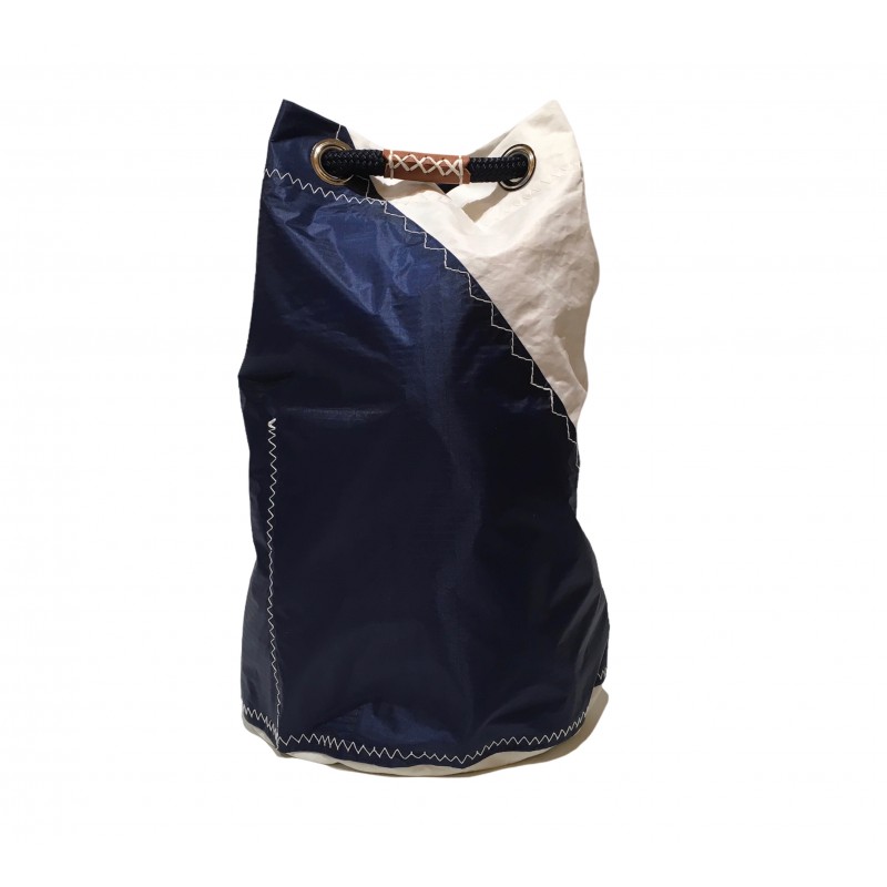 sac à dos en voile, blanc et bleu, de face