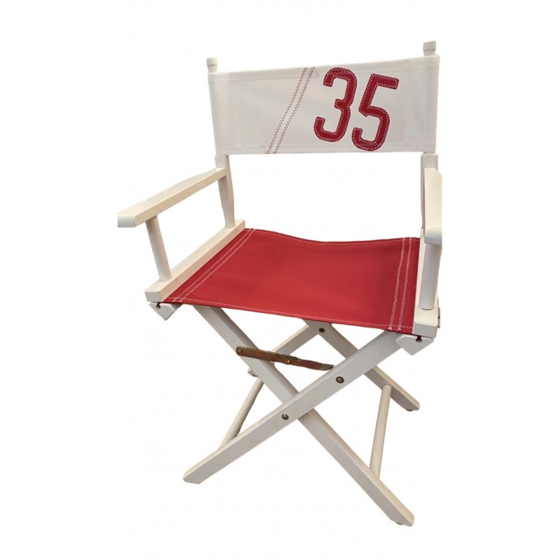 toile de fauteuil metteur en scène en voile, rouge et blanche