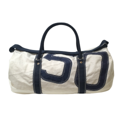 sac polochon de taille moyenne, en voile, blanc avec numéro, de face