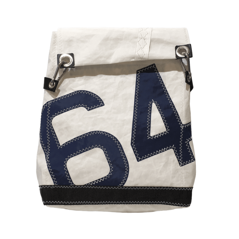 sac à dos en voile, blanc avec numéro, de face