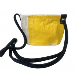 sac à main en voile, blanc et jaune, de dos