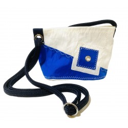sac à main en voile, blanc et bleu, de face