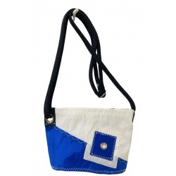 sac à main en voile, blanc et bleu, de face
