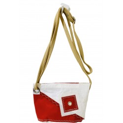 sac à main en voile, rouge et blanc, de face