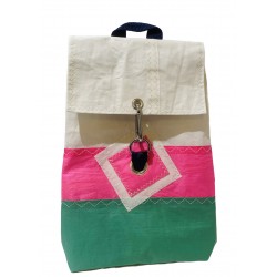 sac à dos en voile, rose et vert trésor en voile de face
