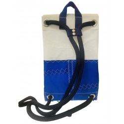 sac à dos bleu et blanc en voile de dos