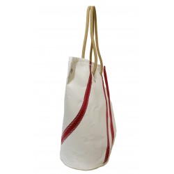 sac cabas en voile, blanc et rouge "cowes" de biais