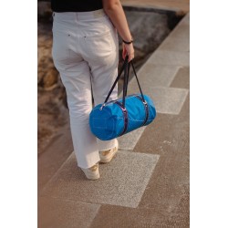 photo mini sac polochon en voile, bleu, porté