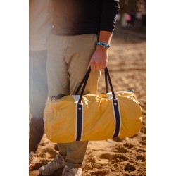 photo sac polochon en voile, jaune, porté