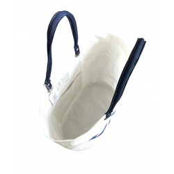 sac cabas blanc avec numéro en bleu, en voile "cowes" du dessus