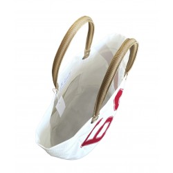 sac cabas blanc avec numéro rouge, en voile "cowes" du dessus