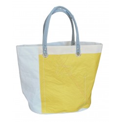 sac cabas en voile blanc bleu et jaune "cowes" de dos