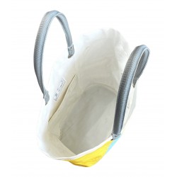 sac cabas en voile blanc bleu et jaune "cowes" du dessus