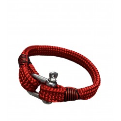 bracelet cordage avec manille, rouge