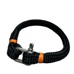 bracelet cordage avec manille, noir
