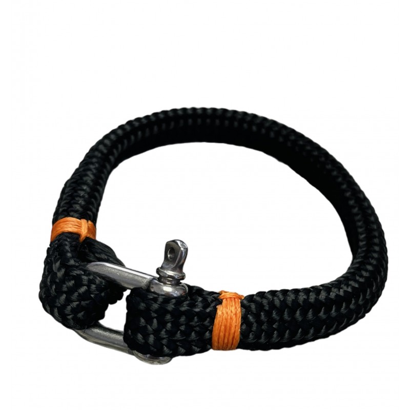 bracelet cordage avec manille, noir
