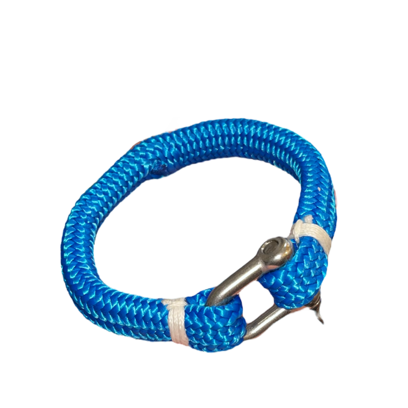 bracelet cordage avec manille, bleu