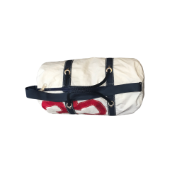 sac de voyage en voile, blanc avec numéro rouge, du dessus