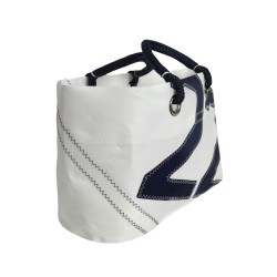 sac cabas en voile, blanc et bleu la conchée de biais