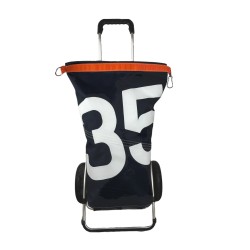 caddie de course en voile, bleu avec numéro en voile de face