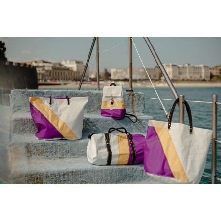 sac de plage Cowes mauve et jaune collection