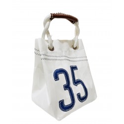Sac à main voile blanche, n°35 bleu marine, de biais