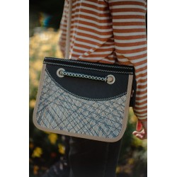 sac à main en voile technique, beige, zippé, porté bandoulière