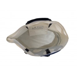 sac à main en voile, blanc avec numéro bleu, intérieur
