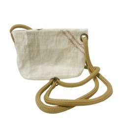 sac à main en voile, rouge et blanc, de dos