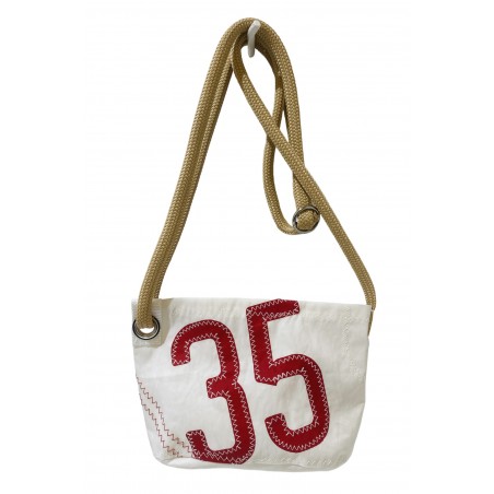 sac à main en voile, rouge et blanc, de face