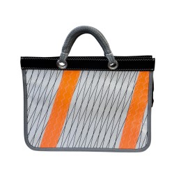 Cabas n°64 Orange zippé voile tech grise arrière