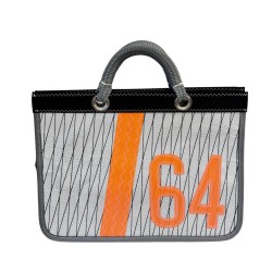 Cabas n°64 Orange zippé voile tech grise