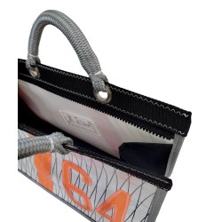 Cabas n°64 Orange zippé voile tech grise intérieur