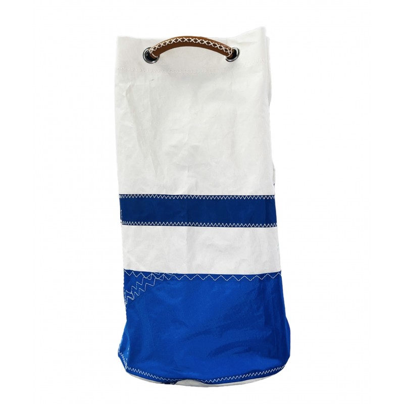 sac à dos de voyage blanc et bleu en voile de face