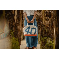 Sac à main Jimmy n°40 bleu roi et sangle orange détail