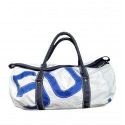 sac polochon de taille moyenne, en voile, blanc avec numéro, de face