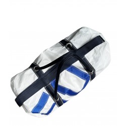 sac polochon de taille moyenne, en voile, blanc avec numéro, du dessus